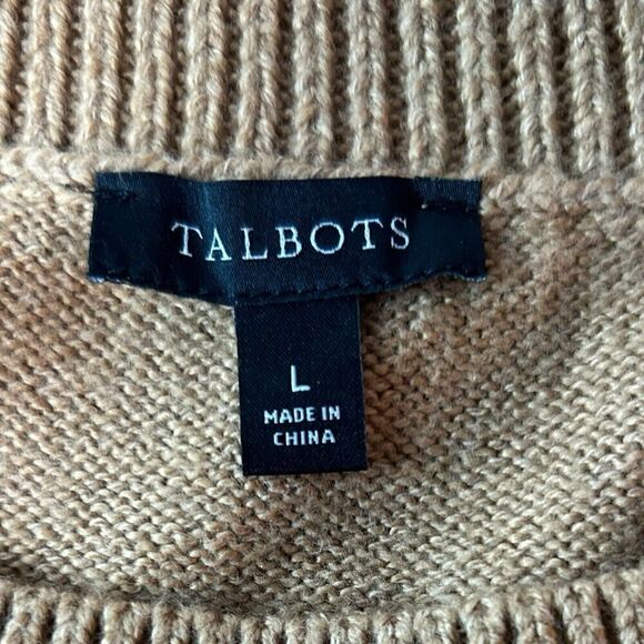 Talbots Twinkle Stripe Sweater Cafe Combo Tan Women's Large Pullover - Picture 9 of 13